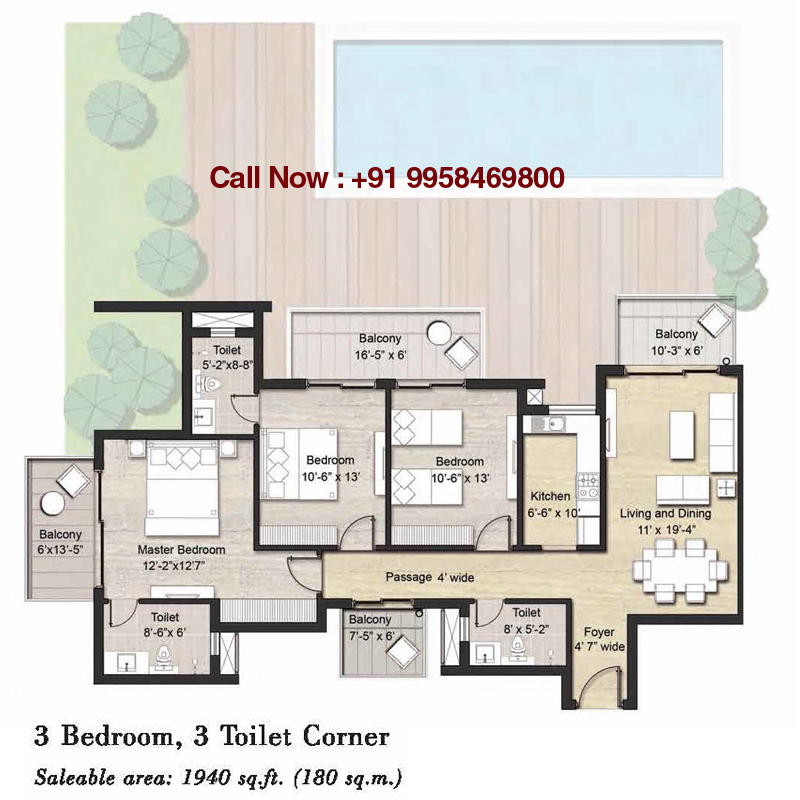 3 Bedrooms, 3 Toilets Corners